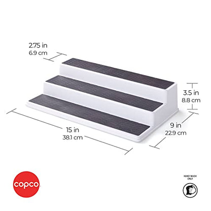 Copco 2555-0188 Non-Skid 3-Tier Spice Pantry Kitchen Cabinet Organizer, 15-Inch, White/Gray (Pack of 2) - color: White/Gray, size: 15-Inch (Pack of 2)