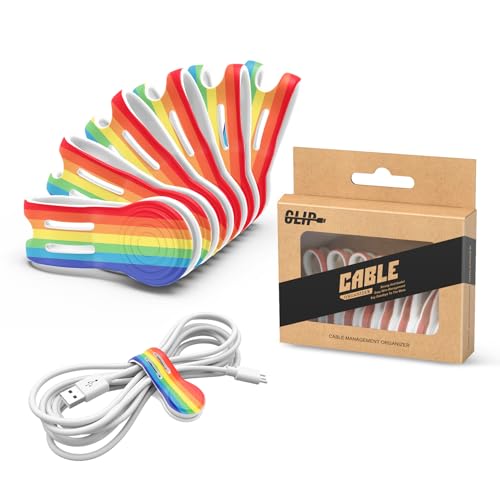 Kanemc 8 Pack Magnet Clips Cord Organizer, Rainbow Colored Reusable Cable Ties Silicone Wire Winder Straps For Travel Charging Cell Phone Cords Storage Whiteboard Markers Refrigerator Magnet - color: Rainbow Color, size: S-size
