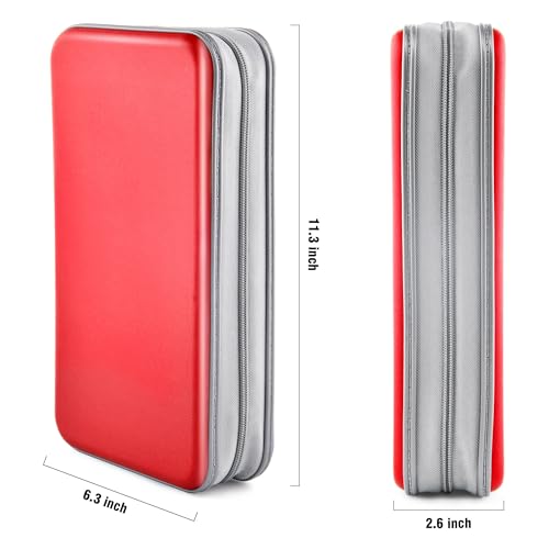 DVD Case, Bivisen CD Case Holder Wallet Binder 96 Capacity CD/DVD Cases Storage Holder Binder Organizer Wallet Book for Car Home Travel (Red) - color: Red
