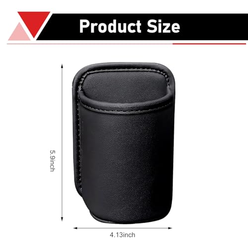 Car Door Hanging Cup Holder, Large Clip-On Car Seat Side Cup Holder, Leather Waterproof Back Seat Storage Organizer Accessories, Universal for Most Cars, SUVs, Trucks (Black) - color: Black