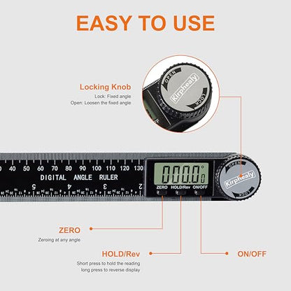 Digital Angle Finder Protractor, 7inch 200mm Angle Gauge Professional Measuring Tool, Third Generation Adjustable Angle Ruler, Quick Display for Carpentry Construction and Home Improvement