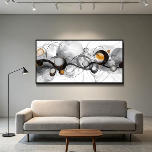 XLSJERST Abstract Artwork Minimalist Painting - Large Size Frame Wall Art for Living Room Wall Decor Modern Black and White Canvas Picture Boho Gray Wall Art - color: Black and grey, size: 20x40 inches