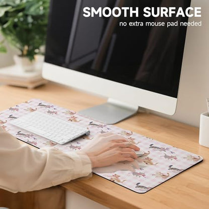 AUPET PU Leather Desk Pad Protector Blotter, Animal 35 x 17in Large Mouse Pad,Cute Office Desk Mat,Waterproof Non-Slip Desk Writing Drawing Pad for Office Home Game (Cats with Bow tie) - color: Cats With Bow Tie