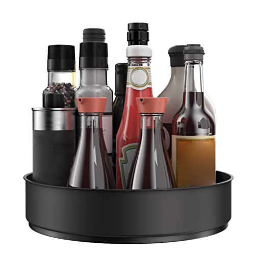 VAEHOLD Lazy Susan Stainless Steel Spice Rack Turntable for Pantry Cabinet - Decorative Trays Storage Containers Organizer for Kitchen Cabinet, Snacks, Bathroom (7 1/2 inches) (7 1/2'' Black) - color: Black, size: 7 1/2‘’