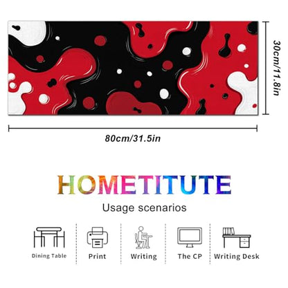 HOMETITUTE XL Mouse Pad Gaming Mousepad Abstract Red Black White Design 31.5x11.8 Inch Non-Slip Keyboard Desktop Protector Mat Diatomite Large Mouse Pad for Home and Office Desk Accessories - color: Abstract Red Black White Design