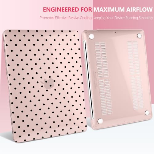 DONGKE Case for MacBook Air 13 Inch (2021-2018 Models A2337 M1/A2179/A1932), Chalk Pink Polka Dots Hard Shell Case with Keyboard Protector, Compatible with Retina Display and Touch ID - color: Chalk Pink Polka Dots