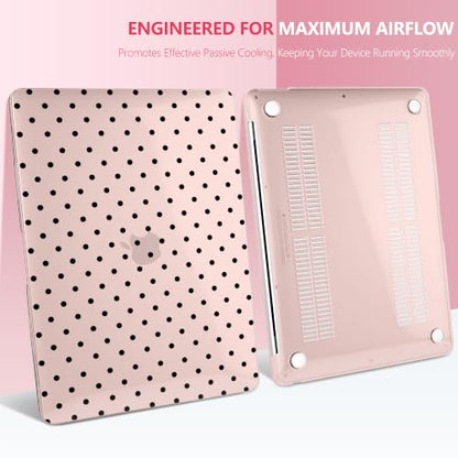 DONGKE Case for MacBook Air 13 Inch (2021-2018 Models A2337 M1/A2179/A1932), Chalk Pink Polka Dots Hard Shell Case with Keyboard Protector, Compatible with Retina Display and Touch ID - color: Chalk Pink Polka Dots