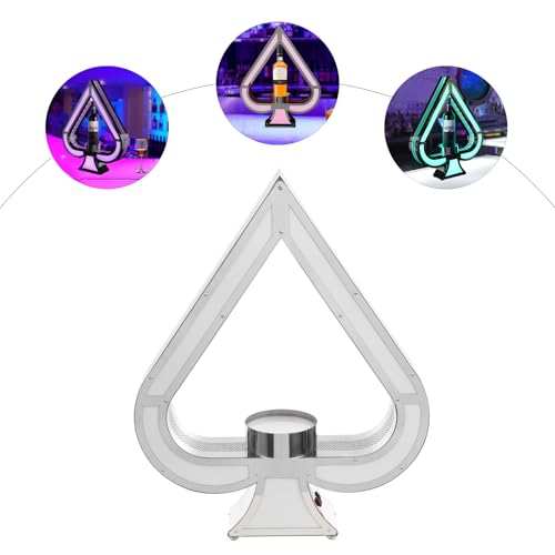 LED Lighted Liquor Bottle Display Shelf Ace of Spades Bottle Display Stand with Remote Control 7 Color Adjustable Glowing Wine Bottle Display LED Champagne Bottle Presenter for Bar Nightclub Party - color: Silver-ace of Spades