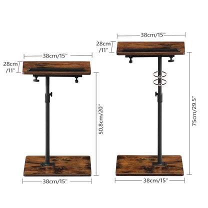 MAHANCRIS TV Tray Table, Height Adjustable TV Trays with 360° Swivel, Space-Saving Side Table for Couch, Multi-Functional Sofa Table with Anti-Slip Bar, Bedside, Rustic Brown ETRB4501 - color: Rustic Brown