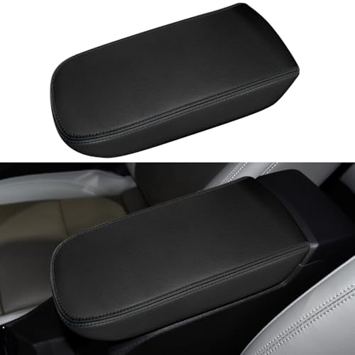 Console Cover for 2024 2025 2026 Chevrolet Trax (LS/1RS/LT/2RS/ACTIV) Leather Center ArmRest Box Cover Pad 2024 2025 2026 Chevy Trax Accessories Protector Cushion (Black Stitches) - color: black