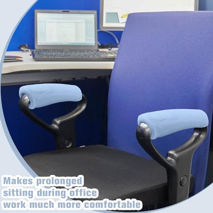 Threlaco 2 Pcs Wheelchair Armrest Covers Soft Fluffy Foam Wheelchair Armrest Pads Non Slip Arm Rest Cover Cushion Pad for Armchairs Office Chairs(Blue) - color: Blue