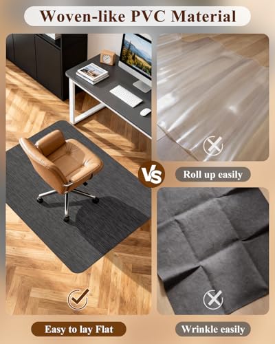 Soimeat Office Chair Mat for Hardwood Floor, 35.4" x 47.2" Non-Slip Desk Computer Chair Mat, PVC Floor Mat for Rolling Chair, Heavy Duty Wood/Tile Floor Protector Desk Rug for Home Office, Black - color: Black, size: 35.4" x 47.2"
