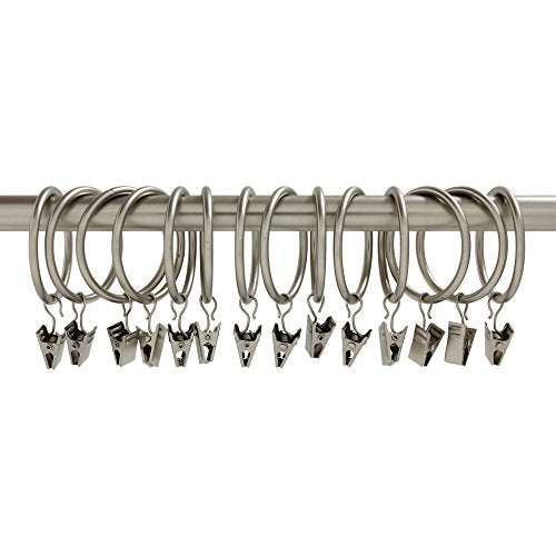 Ivilon Curtain Rings - Set of 14 Decorative Drapery Rings Curtain Clip Rings with Strong Clips 2" Diameter - Color Satin Nickel - color: Satin Nickel, size: Set of 14 (2")