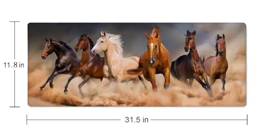 Mouse Pad Gaming, Large Mouse Pads for Desk, Keyboard Mouse Mat Desk Pad, Non-Slip Rubber Base with Stitched Edges Mousepad, 31.5x11.8 inch Horses - color: Horses