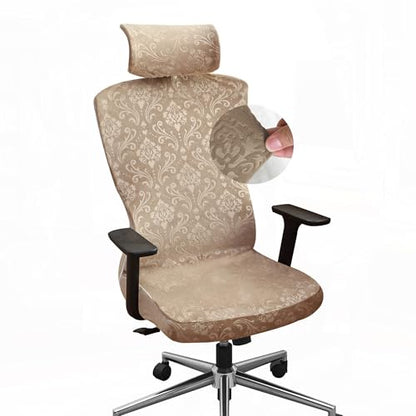 Ergonomic Office Chair Covers Set with Headrest Cover Velvet Embossing Camel Stretch Office Chair Cover with Headrest Washable-Velvet Embossing Camel - color: Velvet Embossing-camel, size: Chair and Headrest Covers