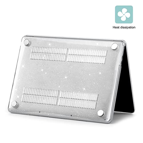 EooCoo Case Compatible with MacBook Air 13 inch M5 2026-2022 Release M4 M3 M2 A3449 A3240 A3113 A2681, Glitter Hard Shell&Keyboard Skin Cover&Screen Protector for Mac Air 13.6 inch, Sparkly Clear - color: Glitter Clear