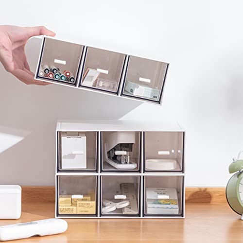 Desk Drawer Organizer, Stackable Storage Drawers, Plastic Compact Desk Storage Box Great for Office School Home Small Space - Large 3 Drawers (White) - size: 9*6.5*3inch - 3 Compartment