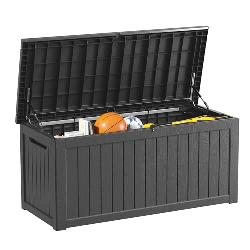 270 Gallon Outdoor Storage Box Waterproof, Lockable Resin Deck Box Large, Patio Storage Bin for Pool Accessories Cushion Furniture, Garden Tools, UV-Resistant Outside Delivery Black - color: Black, size: 270 Gallon