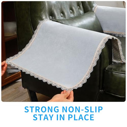 MINJIATEX Couch arm Covers,Non-Slip lace Sofa arm Covers Set of 2 Washable Sofa armrests Cover for Living Room Recliner Chair arm Cover Protectors for Leather armrest (YC-Light Gray) - color: Yc-light Gray