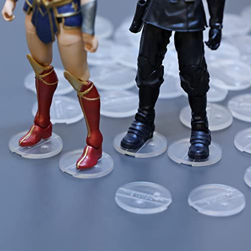 100PCS Action Figure Support Stand with Peg, 6 inch Figures Toy Display Stands Holder Bases, Compatible with 1/12 Mavel Legends Series/GiJeo Classified Series/D C/Mo tu Models - color: 100PACK Transparent(Round)