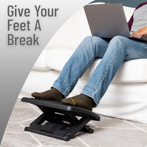 Mind Reader Adjustable Height Ergonomic Foot Rest with Massage Rollers, Black - size: Massager Foot Rest