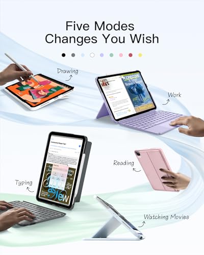 Inateck for iPad (A16) 11th/10th Gen 450g Ultralight Keyboard Case, Air 11" 2026 M4 /M3/M2, Air 5/4th, Pro 11 4/3/2/1th,1 Second Magnetic Detachable Keyboard with Touchpad, AceTouch, Yellow - color: Yellow