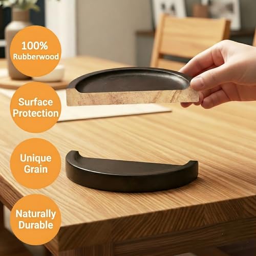 Wood Coasters for Drinks Set of 4 with Holder, Minimalist Table Decor | Rubberwood coasters with holder for everyday drinks, coffee tables, bars, patios, minimalist decor and housewarming gifts