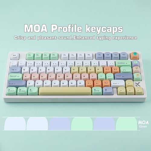 Tsungup MOA Keycaps,Clean & Minimal 130 Keys Magic Bean Custom Keycaps,PBT Cute Dye Sub Key Caps Keyboard Keycap Set for MX Switches Mechanical - color: White&Yellow
