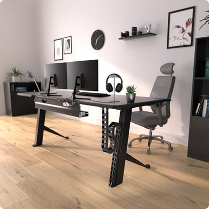 Ultimate Setup Under Desk Cable Management Vertebrae - Perfect for Sit Stand Desk - Wire Management - Adjustable Length - Flexible Cable Spine - Black, 133 cm - color: Black