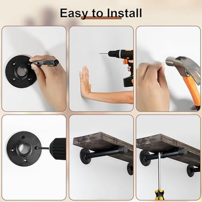 PINTUSON 6 Pcs Industrial Pipe Clothes Bar 12 Inch - Wall Mount Clothing Rack - Face Out Wall Clothing Rods for Commercial Retail Boutique Shirt Display - color: Black 12" Clothes Rack