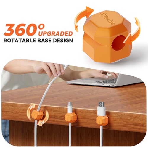 8 Pack Spring Cable Clips,Rotatable Cord Organizer Desk Cable Management Cord Holder Adhesive Phone Charger Cord Clips for Home Office Car Wall Nightstand Accessories, Orange - color: Orange, size: 8 Pack