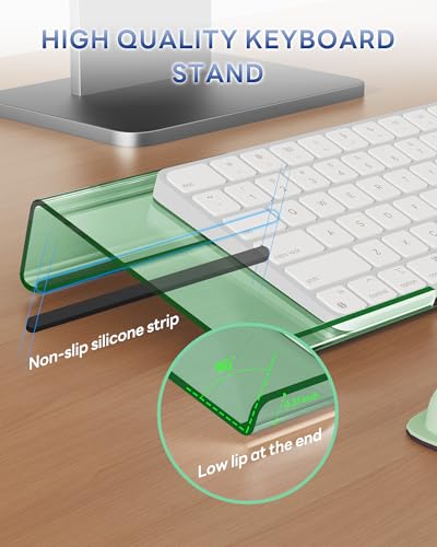 Laborio Computer Keyboard Wrist Rest Stand for Desktop, Keyboard Riser Holder with Wrist Pad for Office Desk, Home, School (Green) - color: Green