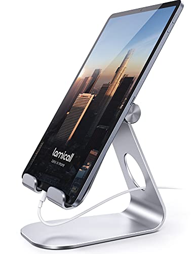 Lamicall S1 Tablet Stand, Adjustable Tablet Holder - Desktop Stand Dock Holder for 4-13" Tablet, iPad Pro 11, 9.7, 10.5, 12.9 Air Mini, Kindle, Tab, Switch, Viral Podcast Video Office Desk Accessories - color: 1-Silver