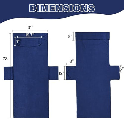 Tirrinia Lounge Chair Towel Cover with Fitted Top Pocket, DIY Pillow Design (Stuff with Clothes or Towels), Beach Chair Cover for Pool Lounge Chairs, Chaise Lounge Towel Cover, Soft & Quick Dry - color: Navy