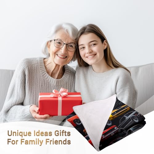 Jekeno Car Gifts Blanket for Man Son Brother Birthday Valentines Christmas Soft Cozy Plush Kids Teen Adults Throw Presents Decor for Classic Car Lovers Home Bedroom Living Room Sofa Couch 50"x60" - color: Black Car Gifts