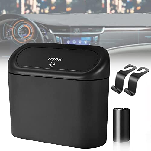 Car Trash can, mini Trunk Push Hanging Portable car Trash can with 2 Automatic Hooks and Disposable Trash Bags, Suitable for car, Home, Office - size: Car Trash Can with 2 Hooks and Trash Bags