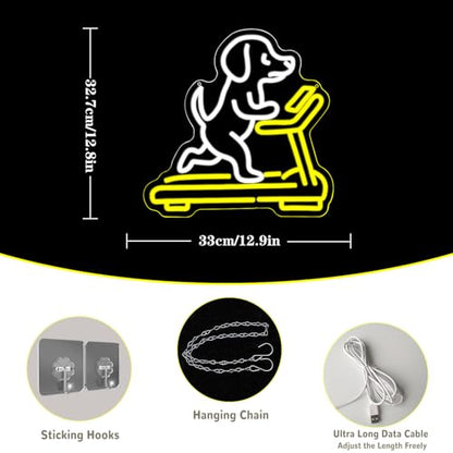 Dog On Treadmill Neon Signs Running Gym Dog LED Light Neon Gym Lights for Animal Shop Bedroom Pet Shop Business Wall Decor Fitness Gift - style: dog