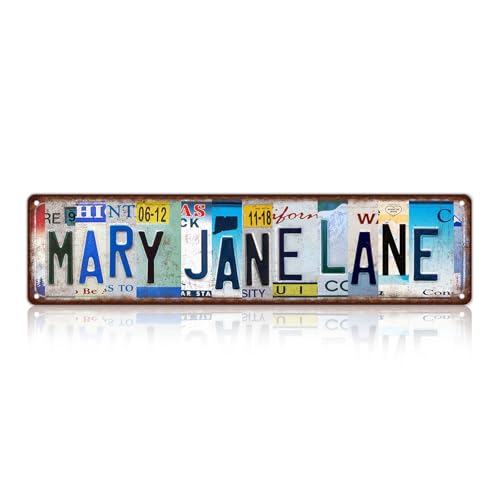 Vintage Mary Jane Lane Metal Tin Signs Wall Decor | Women Cave Street Signs 16 x 4 Inches - color: Mary Jane Lane