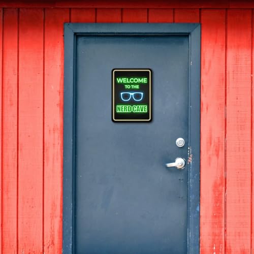 Portrait Round Plus Welcome to the Nerd Cave Wall or Door Sign | Easy Installation | Gaming | Home Decor - Large - size: 6 x 8' - Large