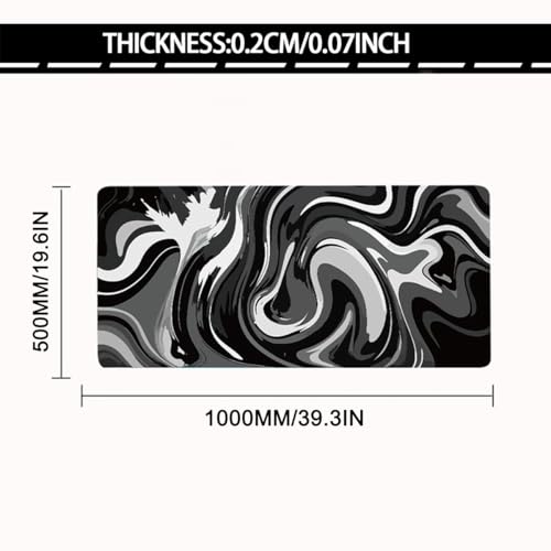 Rcege Large Mouse Pad for Desk - Gaming Mouse Pad with Stitched Edges, Anti-Slip Base for Keyboard and Mouse(Black & White Abstraction, 39.4L x 19.7W inches) - color: Black & White Abstraction, size: 39.4L x 19.7W inches