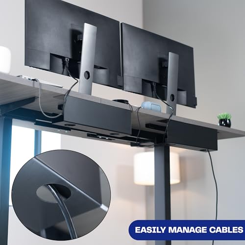 VIVO Under Desk 17 inch Cable Management Trays, Power Strip Holders, Cord Organizers, Wire Tamers for Office and Home, Black, 2 Pack, DESK-AC06-2C | Set of 2, Low Profile Power Strip Holder, Cord Organizer, Wire Tamer Steel Cable Rack for Office and Home,