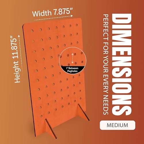 Torched Pegboard Display Stand for Jewelry, Craft Shows, Selling, Vendor Events, Tools, Peg Board Accessories Rack Organizer, Medium 8" L x 4.3" W x 12" H, Orange - color: Orange, size: Medium