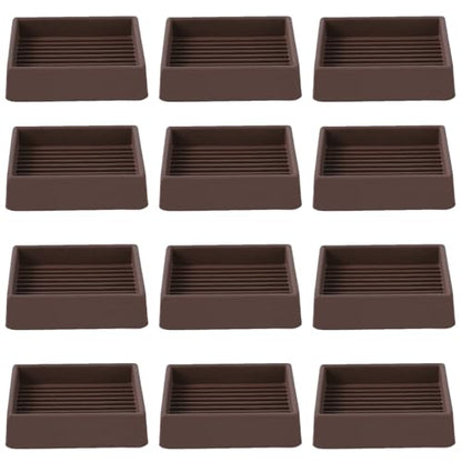 2x2 Non Slip Rubber Furniture Caster Cups for Hardwood Floors, Anti-Slip Square Furniture Coasters Pads Stopper Gripper Floor Protectors for Bed Couch Table - size: 12 Pcs Brown