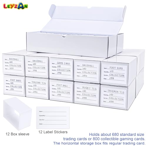 Trading Card Storage Boxes, 12 Pack 1000 Count Cardboard Card Organizer for MTG, TCG & Sports Cards, Fits Sleeved Cards, Bulk Card Storage for Trading Card Collections, 14.4 INCH - size: 12 piece 14in without dividers