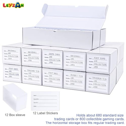 Trading Card Storage Boxes, 12 Pack 1000 Count Cardboard Card Organizer for MTG, TCG & Sports Cards, Fits Sleeved Cards, Bulk Card Storage for Trading Card Collections, 14.4 INCH - size: 12 piece 14in without dividers