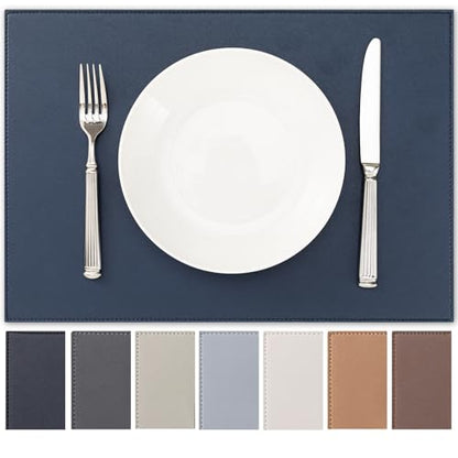Baroyal Faux Leather Placemats Set of 6 Vinyl Washable Wipeable Table Mats for Kitchen Dining Table Heat Resistant Waterproof Modern Indoor/Outdoor Placemats Non-Slip Easy Clean Place Mats (Navy Blue) - color: B-navy Blue