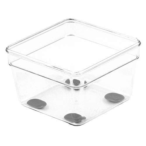 Glad Plastic Drawer Storage Tray – Heavy Duty Organizer Bin for Home, Kitchen, Bath, Bedroom, Office | Non-Slip Feet, Clear, 3" x 3" - size: 3x3 (Pack of 1)