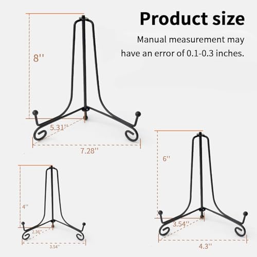 Iron Plate Stands for Display,Foldable Book Holder & Easel Stand for Sign, Versatile Poster Stand and Small Plate Stand for Home Decor, Art, Photo Frame, Card, Crystal Display (Black, 4 6 8 inch (6Pcs)) - color: Black, size: 4 6 8 inch (6Pcs)