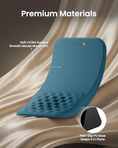 ProtoArc Ergonomic Mouse Pad with Wrist Rest, MP50 Mousepad with Massage Design, Soft Memory Foam and Non-Slip PU Base for Pain Relief, Desk, Home, Office, 12x8 Inches, Blue (Mouse Not Included) - color: Blue Lycra