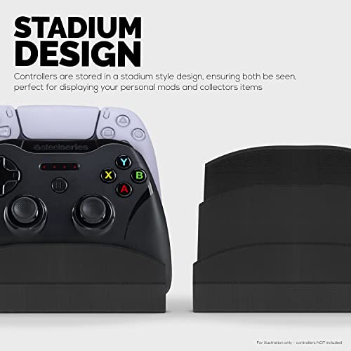 BRAINWAVZ Dual Game Controller Holder Desktop Stand - for PS5, Xbox Series X, One, PS4, Switch, PC, Gamepads & More UGDS06, Black - color: UGDS-06 Black